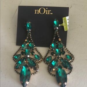 nOir Jewelry Green Chandelier Earrings